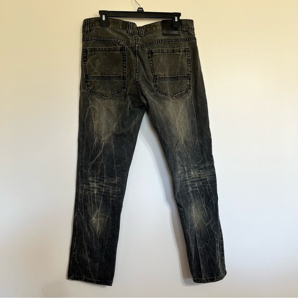 Men’s Reset Platinum Denim Black‎ Bleach Detail Moto Jeans Size 36 X 30 - Picture 7 of 7
